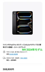 【未使用】iPad Pro 11インチ M4 Wi-Fi ＋ Cellular 1TB  スペースブラック 2024年モデル
