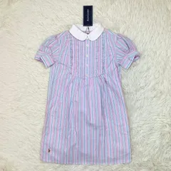 未使用 RALPH LAUREN ラルフローレン 半袖 ワンピース 130 ポニー刺繍 ストライプ柄 ピンク系 キッズ 女の子