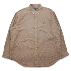 RALPH LAUREN 90年代 BLAKE ビッグサイズ ボタンダウンシャツ XL ブラウン チェック スモールポニー刺繍
