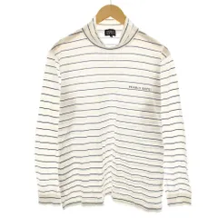 パーリーゲイツ PEARLY GATES ゴルフウェア ロンT カットソー Tシャツ ハイネック ボーダー ロゴ刺繍 5 白 ホワイト 紺 ネイビー 053-166023 /YT ■ECD001