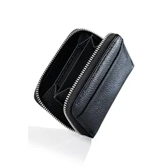 [NEESE] 小銭入れ コインケース 定期入れ 財布 本革 外ポケット カード6枚収納 メンズ レディース (ブラック, Medium) 1