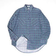 80's VALUE LINE SANFORIZED Print flannel Shirt M チェック柄 プリントフランネル 長袖シャツ