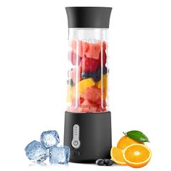 Sun Area ミキサー スムージー ジューサー 氷も砕ける ミキサー 小型 ブレンダー 丸洗い可 500ML コードレス 携帯ジューサー パワーバンク 保護機能 USB充電式 持ち運び便利 磁気誘導型安全機能 野菜 果物 ジュース 離乳食用 栄養補充 1