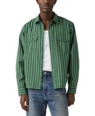 リーバイス メンズ トップス シャツ リラックスフィット クロップド Levis Mens Morro Relaxed Fit Cropped Long Sleeve Striped ButtonFront Shirt Green グリーン