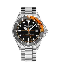 ストゥーリング メンズ アクセサリー 腕時計 Tシャツ Stuhrling Men s Depthmaster Heritage 42mm Swiss Automatic Diver Watch Black Dial Orange Bezel Stainles