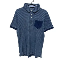 【一点物】TOMMY HILFIGER トミーフィルガー メンズ トップス ポロシャツ 紺色 ボーダー柄 Mサイズ 綿100% B31