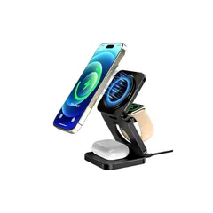 Yamisan ワイヤレス充電器 3-in-1 マグネット式 折り畳み式 Qi対応 急速充電 5W/7.5W/10W/15W対応iPhone16/15/14/13/12/iWatch Ultra2/Ultra/SE/10/9/8/7/6/5/4/3/Air 0