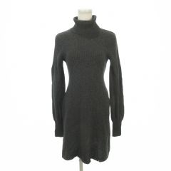 セオリー Theory ニットワンピース カシミヤ ミニ タートルネック 長袖 リブ 切り替え 2 グレー /AH17 ■GY99