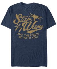 피프스 선 남성 탑스 티셔츠 Fifth Sun Star Wars Mens Classic May The Force Be With You Text Short Sleeve TShirt Navy Heather 헤더