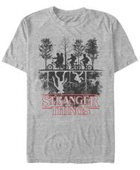 피프스 선 남성 탑스 티셔츠 다운 Fifth Sun Mens Stranger Things The Upside Down Silhouette Short Sleeve TShirt Heather Gray 회색
