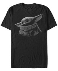 피프스 선 남성 탑스 티셔츠 Fifth Sun Mens Star Wars The Mandalorian The Child Grayscale Portrait Short Sleeve TShirt Black 블랙