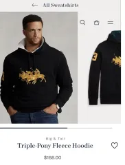 ポロ トリプル ポニー フードTシャツ ブラック