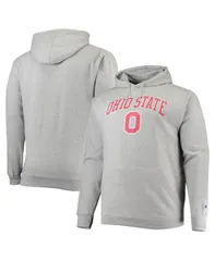 チャンピオン メンズ アウター パーカー・スウェット トール ロゴ パーカー Champion Mens Heather Gray Ohio State Buckeyes Big and Tall Arch Over Logo Powerblend Pullo
