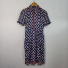 TOKYO STYLE 東京スタイル ワンピース 総柄 ブルー 11サイズ レディース 古着 レトロ
