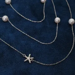 希少 アガット K10 ロングパール ネックレス 大塚寧々さん/24-4235