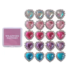 【在庫処分】【ラッピングファクトリー】オリジナルケース付き キラキラ ハート カボション ビジュー 20個セット ゆめかわ ピアス ハンドメイド ラインストーン (ビジュー16mm)