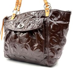 COACH y2k embossed opart enamel totebag コーチ エンボスド オプアート エナメル トートバッグ ターンロック付き 型番13175 ブラウン 男女兼用