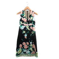 スーナウーナ Sunauna ワンピース ノースリーブ ロング レース 花柄 38 ブラック 黒 /KT27