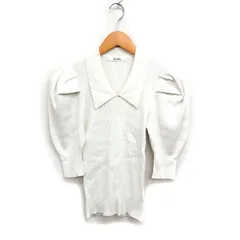 スナイデル SNIDEL リブ ニット セーター パワーショルダー 衿付き 無地 F オフホワイト 白 /FT45