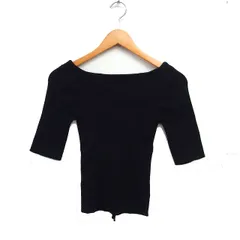 スナイデル SNIDEL リブ ニット セーター 5分袖 バックリボン 無地 F ブラック 黒 /FT49