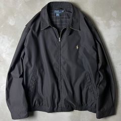 90s POLO RALPH LAUREN スムース 素材 スイングトップ ジャケット 3XL / 90年代 オールド ポロ ラルフローレン ブラック 黒 ライナー付き