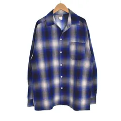 CALTOP キャルトップ シャツ 長袖 フロントボタン 襟付き チェック柄 S 青 ブルー 白 ホワイト