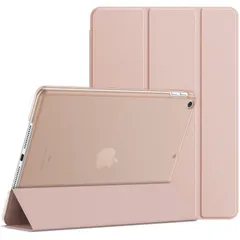 iPad 9.7インチ JEDirect (2018/2017，第6/5世代用) ケース PUレザー 三つ折スタンド オートスリープ機能 (ローズゴールド)