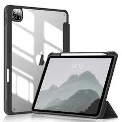 2 ワイヤレス充電対応 Pencil Pencil 三つ折スタンド Apple Apple スリープ機能 収納可能 PU合成レザー iPad iPad 傷つけ防止 Pro Pro 薄型 11インチ 軽量 透明バックカバー ケース ケース 2020 第4/3/2
