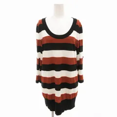 アンタイトル UNTITLED ニット セーター ボーダー  長袖 4 オレンジ 白 ホワイト 黒 ブラック /FF ■MET1