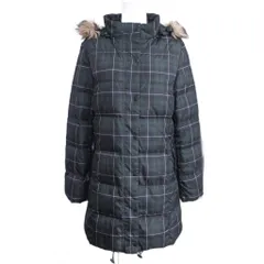 アンラシーネ enracine ダウンコート ジャケット チェック フード フェイクファー ロング 3 約L 0223