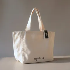 agnes b. VOYAGE トートバッグ ブラック キャンバス A4可 ホワイト　白