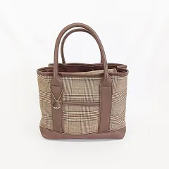 Spice edicion cielciel ハンドバッグ ミニトートバッグ チェック フェイクレザー チャーム ブラウン 茶