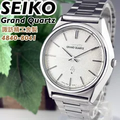 [諏訪精工舎製] SEIKO GRAND QUARTZ 4840-8041 雪目 スノーフレーク文字盤 メンズ腕時計 ハック機能付 新品電池 美品