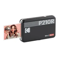コダックKodak Mini 2 レトロ 4PASS スマホプリンター／インスタントプリンター／チェキプリンター(5.3ｘ8.6cm)+プリンター本体8枚入り、ブラックｍａ