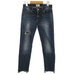 アングリッド UNGRID フレイドヘムストスリ デニム パンツ スキニー  カットオフ ダメージ加工 コットン インディゴ 24 ■GY56