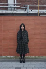 ザラ チェック パータン ベルト ミディ スカート