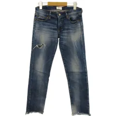 アングリッド UNGRID フレイドヘムストスリ デニム パンツ テーパード ダメージ加工 コットン ストレッチ インディゴ 25 ■GY56