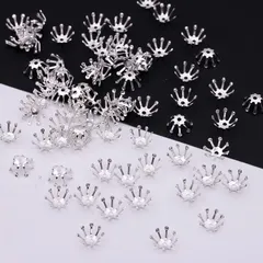 セット ジュエリー 副資材 イヤリング メタルパーツ フラワー アクセサリー 銅 パーツ 外径9.5mm 手芸 100個 クラフト パール金具 つぼみ ハンドメイド 蕾 DIY材料 つまみ細工 手芸用品 花座 シルバー 座金