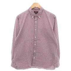 ビームスプラス BEAMS+ シャツ 長袖 ボタンダウン ギンガムチェック XL 赤 レッド 青 ブルー /YJ ■ECT