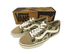バンズ VANS 90s デッドストック オールドスクール OLD SKOOL ボーイズ スニーカー 5 カーキ カモ 迷彩 ヴィンテージ シューズ