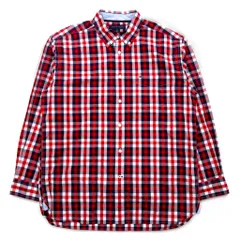 TOMMY HILFIGER ビッグサイズ ボタンダウンシャツ L トリコロール レッド チェック コットン