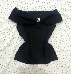 セシルマクビー 姉ギャル 姫ギャル オフショルダー リボンブラウス 5月ヴィンテージ モノトーン