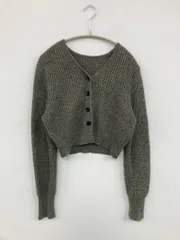 カーディガン/ボレロ グレー ウール・ニット 無地 ショート丈 長袖