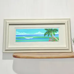 絵画 surf green 栗乃木ハルミ 532mm×268mm Sタイプ hk0143 サーフィン インテリア フラ イラスト 新築祝い お誕生日 クリスマス プレゼント 新生活