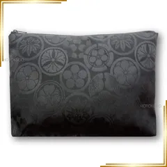 【新品】 ポーチ 御朱印帳収納袋 (花紋(黒)) 1