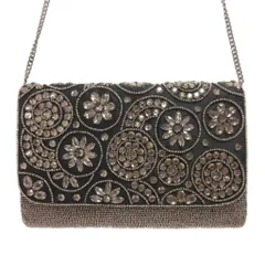 グリーンレーベルリラクシング ユナイテッドアローズ green label relaxing ビーズ ビジュー クラッチバッグ パーティバッグ 2way ブラック ■FF