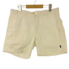 ポロ バイ ラルフローレン Polo by Ralph Lauren ショートパンツ ハーフ チノ ロゴ刺繍 コットン 白 ホワイト L ■ECT