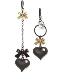 ベッツィジョンソン レディース アクセサリー ピアス・イヤリング Betsey Johnson Mismatched Bow and Crystal Heart Novelty Earrings Blのサムネイル