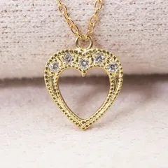 ハム K18 ダイヤモンド ハート ネックレス 0.02ct/24-4792Sのサムネイル