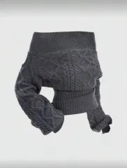 グレー ケーブルニット オフショルダー トップス